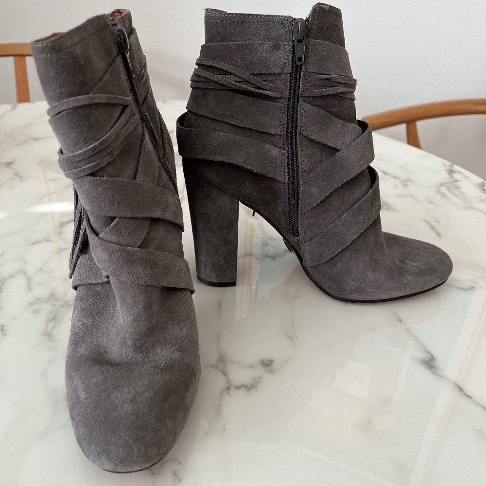 Gianni Bini Gray Suede Carmilla Ankle Booties